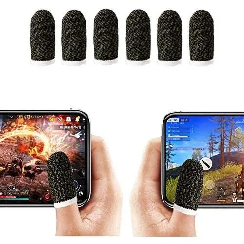 Finger Sleeve, Breathable PUBG Mobile Game Controller Finger Sleeve Touch Screen Finger Cot with Conducting Wire Fiber for Mobile Game, Rules of Survival, for Android iOS Tablet (6 Pack) Finger Sleeve, Breathable PUBG Mobile Game Controller Finger Sleeve Touch Screen Finger Cot with Conducting Wire Fiber for Mobile Game, Rules of Survival, for Android iOS Tablet (6 Pack)