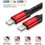 JSAUX USB C to C Cable 60W, 3-Pack [10ft+6.6ft+3.3ft ] Type C Fast Charging Cord Charger Compatible with Samsung Galaxy S20 Ultra Plus S20+ Note 10 10+ A80, Google Pixel 4 3 2 XL iPad Pro 2018 -Red