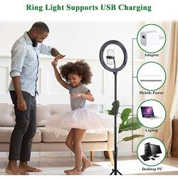 10" Ring Light with Tripod Stand, Dimmable Selfie LED Ring Light with Adjustable Phone Holder for Live Stream, Makeup, Photography, YouTube Videos, Compatible with iPhone Android