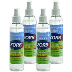 ZORBX Unscented Multipurpose Odor Remover –Safe for All, Even Children, No Harsh Chemicals, Perfumes or Fragrances, Stronger and Safer Odor Eliminator Works Instantly (7.5 oz, 4 Pack)