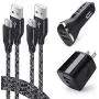 USB Wall Charger, Dual Port Car Charger Adapter with 2Pack 6ft Type C Charging Cable Compatible Samsung S10e S10+ S10 S9+ S9 S8 Note 10 10+ 9 8 A10e A20 A50, Moto G7 Power/G6/Z4/Z3, Google Pixel 3a
