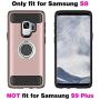 Samsung Galaxy S9 Phone Case With Tempered Glass Screen Protector And Magnetic Ring Holder Stand Kickstand Hybrid Protective Cell Accessories Hard Cover for Glaxay S 9 Galazy 9S GS9 Women Girls Pink
