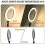 PrawnHz 10” Selfie Ring Light with Tripod Stand & Cell Phone Holder – Adequate Power Supply and Extension Cord – for YouTube Video/Photography Compatible with iPhone Xs Max XR Android