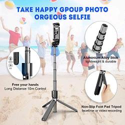 SYOSIN Bluetooth Selfie Stick Tripod, Extendable Aluminum Tripod Stand with Wireless Remote 360° Rotation Selfie Stick for iPhone 11/11 Pro Max/XS Max/XS/XR/X/8/7 Android Phone and Sports Camera GoPro