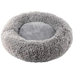 Joyreap Round Plush Dog Bed, Velvet Donut Pet Bed, Faux Fur Fluffy Cat Bed Cuddler Cushion for All Season - Washable, Non-Slip Waterproof Bottom (55cm /22 inches)