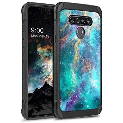 BENTOBEN LG K51 Case, LG Reflect Case, LG Q51 Case, Slim Fit Glow in The Dark Shockproof Hybrid Hard PC Soft TPU Bumper Two Layers Protective Girls Women Men Cover for LG K51/Q51 (2020), Space Nebula