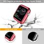 Henva Compatible with Apple Watch Case 42mm Series 3, Series 2, Series 1, Overall Protective Case Ultrathin TPU Cover for iWatch Case 42mm Series 3 2 1, 3 Pack, Blue, Clear, Red