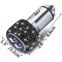 Dual USB Car Charger Quick Charge 3.0 Bling Bling Crystal Car Decorations Black for Fast Charging Car Decors Black for iPhone Android iOS etc
