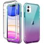 SKYLMW iPhone 11 Case 2019 6.1 inch,[Built in Screen Protector] Full Body Shockproof Dual Layer High Impact Protective Hard Plastic & TPU Phone Tough Cover Cases for Women Men,Blue-Violet Gradient