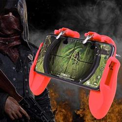 Efaster Mobile Game Controller for PUBG 4in1 Gamepad Shoot and Aim Trigger Phone Cooling (Red)