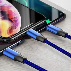 Blue 4ft+6.6ft 2pack 3in1 Cable 3A Multiple Devices Phone Connector Universal USB Charger Cord Adapter Compatible with Cell Phone Note Tablets and More