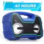 Portable IPX7 Waterproof Bluetooth Speakers, 40-Hour Playtime Wireless Outdoor Speaker, 25W Rich Bass Impressive Sound, Stereo Pairing, Built-in Mic, 100ft Bluetooth, LED Lights for Home Party