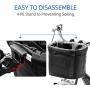 AceList Black Bicycle Basket Front Baskets Picnic, Pet Cat Dog Carrier Basket Shopping Bag, Folding Detachable Removable Easy Install Quick Released & Bonus Cell Bicycle Phone Mount