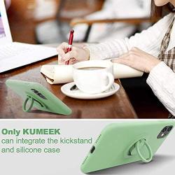 KUMEEK for iPhone 11 Case Fingerprint | Kickstand | Anti-Scratch | Microfiber Liner Shock Absorption Gel Rubber Full Body Protection Liquid Silicone Case for iPhone 11- Matcha