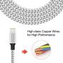 iPhone Charger, MFi Certified Lightning Cable 3Pack 10FT Extra Long Nylon Braided USB Charging & Syncing Cord Compatible iPhone Xs/Max/XR/X/8/8Plus/7/7Plus/6S/6S Plus/5S/SE/iPad