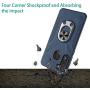 Oleaders for Galaxy A21 Case with Tempered Glass Screen Protector, Rotatable Metal Ring Holder Compatible with Magnetic Car Kickstand Case for Samsung Galaxy A21 - Blue
