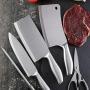 Professional Knife Set, Cleaver Knife Block Set 6 Pieces Knife Set with Sharpener, Kitchen Knives Stainless Steel with Acrylic Stand (6Pcs/Professional Cleaver/Stainless Steel/Sharpener/Acrylic Stand)