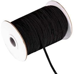 Whaline 98 Yards Flat Elastic Cord 1/8 Inch Black Stretch String Braided Elastic Band Elastic Rope Stretch Knit Elastic Sewing Spool for DIY Crafting, Necklines, Cuff, Clothing, Bedding (3mm)