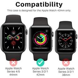 EGV [2 Pack] Tempered Glass Case for Apple Watch 42mm Series 3/2 / 1, iWatch 42mm Screen Protector Cover, All Around Hard PC Protective Case - Black