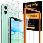 UniqueMe 2 Pack Screen Protector +2 Pack Camera Lens Protector for iPhone 11(6.1 inch) [Easy Install Frame] Tempered Glass, Case-Friendly No-Bubble High Definition-Clear
