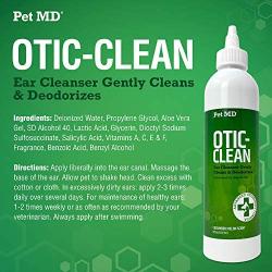 Pet MD Otic Clean Dog Ear Cleaner for Cats and Dogs - Effective Against Infections Caused by Mites, Yeast, Itching and Controls Odor - 8 oz (Cucumber Melon)