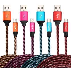 Micro USB Cable,Bynccea High Speed Cell Phone Charger Android Charger Cable 6FT [4-Pack] Nylon Braided Fast Charging Cord Compatible with Samsung Galaxy S6 S7 Edge J3 J7,LG,HTC,Motorola,Sony,Xbox,PS4