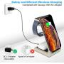 Quezqa Wireless Charging Stand – 3 in 1 Fast Wireless Charger – Qi Charging Station Dock Compatible with AirPods Pro Apple Watch Series 5 4 3 2 iPhone 11 Pro Max Xs X Xr 8(with QC 3.0 Adapter)