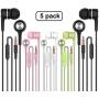 Earbuds Earphones with Microphone,5pack Ear Buds Wired Headphones,Noise Islating Earbuds,Fits All 3.5mm Interface for iPad,iPod,Mp3 Players,Android and iOS Smartphones(Black+Pink+White+Green)