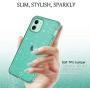 LONTECT for iPhone 11 Case Built-in Screen Protector Glitter Clear Sparkly Bling Rugged Shockproof Hybrid Full Body Protective Case Cover for Apple iPhone 11 6.1 2019, Green Clear/Silver Glitter