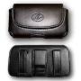 Premium Leather Horizontal Large Size Pouch Protective Carrying Cell Phone Case with Belt Clip and Belt Loops - Black