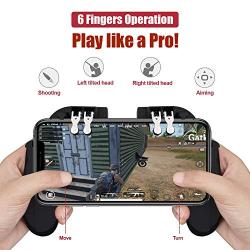 Mikirini H9 Mobile Game Controller, [6 Finger Operation] Super Cooling fan with built-in battery, Universal Game Grip for PUBG/Fortnite/Rules of Survival,for 4.7-6.7 Inch Android iOS Phone