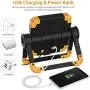 RUNACC LED Work Light USB Rechargeable Folding Portable Waterproof 2 COB 2000LM Flood Light Stand Working Lights for Outdoor Camping Hiking Emergency Car Repairing and Job Site Lighting, 360°Rotation