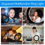 10" Selfie Ring Light，Gugusure Desktop LED Ring Light with Stand Tripod for Makeup & YouTube Video, LED Camera Light with Cell Phone Holder, Mini Dimmable Lamp with 3 Light Modes & 11 Brightness Level