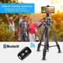 UBeesize 60-inch Camera Tripod, 5kg/11lb Load TR60 Load Portable Lightweight Aluminum Travel Tripod with Carry Bag & Bluetooth Remote, for DSLR SLR Cameras Compatible with iPhone & Android Phone