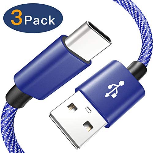 USB C Cable, MARGE PLUS Type C Charging Cable 3 Pack (6Ft) Braided Fast Charging Cord Compatible with Samsung Galaxy A20 A50 A51 A71 A10 A10e S10 S20 Plus Note10, LG Stylo 5 4,and Other USB C Device