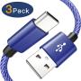 USB C Cable, MARGE PLUS Type C Charging Cable 3 Pack (6Ft) Braided Fast Charging Cord Compatible with Samsung Galaxy A20 A50 A51 A71 A10 A10e S10 S20 Plus Note10, LG Stylo 5 4,and Other USB C Device