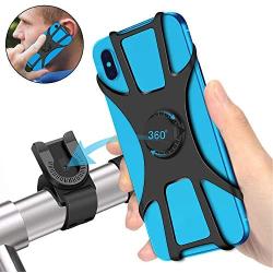 SYOSIN Bike Phone Mount, Detachable 360° Rotation Motorcycle Phone Mount with Adjustable Universal Silicone Handlebar Cradle Compatible with iPhone 11 Pro Max/X/XS MAX/XR/8/8 Plus, Samsung S10/S10e