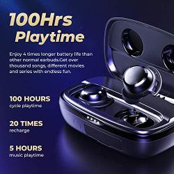 Tribit FlyBuds 3 Wireless Earbuds - 100H Playtime 2600mAh Charging Case IPX7 Waterproof USB-C Touch Control Bluetooth 5.0 Earbuds Deep Bass - True Wireless Earbuds with Mic for Sport Travel, Black