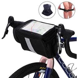 Bike Handlebar Bag Bike Basket with Mesh Pocket - Cold & Warm Insulation - Reflective Strap - Touchable Transparent Phone Pouch | Bicycle Front Bag, Bike Pouch for Cycling, Women, Cruisers