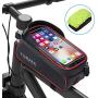 TURATA Bike Bags Bicycle Front Frame Bag Waterproof Handlebar Cycling Top Tube Pannier Touch Screen Sun Visor Large Capacity Mobile Phone Holder Fits Phones Below 6.5 Inches