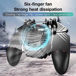 PQFYDS Wireless Bluetooth Handle Game Console Controller for MEMO New PUBG Helper AK77 Mobile Phone Radiator Water-Cooled Fan Six Fingers PUGB Handle Power Bank parsimonious