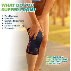 Knee Support Brace - Single Wrap Compression Sleeve Stabilizer for Running, Weightlifting, Soccer, Basketball | Best Arthritis, ACL MCL Meniscus Patella Protector | Men Women Joint Pain Relief