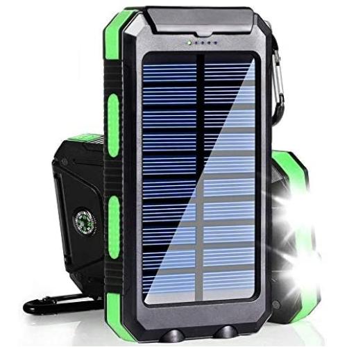 Solar Charger, 20000mAh Solar Power Bank Portable Charger for Camping External Battery Backup Charger with Dual 2 USB Port/LED Flashlights for All Smartphone, Tablet and Android Cellphone