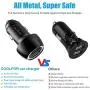 Fast USB Car Charger Adapter, COOLFOR Quick Charge 3.0 36W Aluminum Car Charger Compatible with iPhone Xs/XS Max/XR/X/8/7,iPad Pro/Air 2,Samsung Galaxy S9/S8/S7/S6 Edge,Google Pixel,LG and More,Black