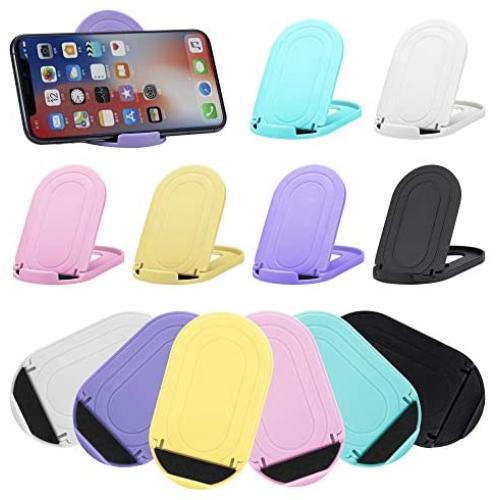 Cell Phone Stand, 12pack Portable Foldable Desktop Cell Phone Holder Adjustable Universal Multi-Angle Cradle for Desk Tablet iPad Mini iPhone X/8/7 Plus/7/6s/6 Samsung Galaxy, Black, White, Blue
