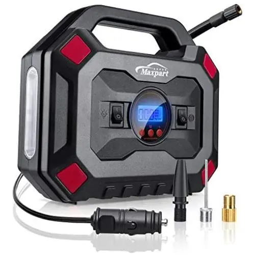 TWING Tire Inflator 12V 150PSI Digital Air Compressor Pump  Auto Car Tire Pump with Pressure Gauge LED Light, Long Cable and Auto Shut Off Compatible with Car,Bicycle and Other Inflatables (Red)