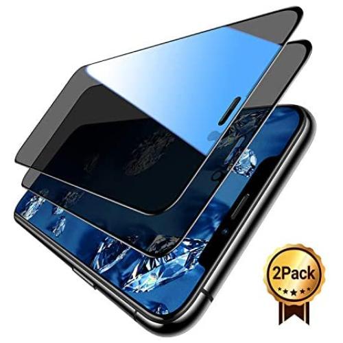 TORRAS Black Diamond iPhone 11 Pro Screen Protector Privacy iPhone X Screen Protector iPhone Xs Screen Protector [Privacy Protection] [Military Grade Shatterproof] Anti-Scratch Tempered Glass 5.8"
