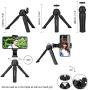 6 in 1 Smart Cell Phone Tripod Stand Kit with Extendable Tripod, Mini Tabletop Tripod, Flexible Phone Mount Holder, Bluetooth Wireless Remote and Lapel Lavalier Microphone for iPhone & Android Phone