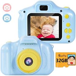 Suncity Kids Camera Boy Toys Gifts for 2-8 Year Old Camcorder 2.0 Inch Screen with 32GB Card for Children Toddler Birthday Christmas (Blue)