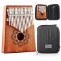 Kithouse Kalimba Thumb Piano 17 Keys, Portable Mbira Finger Piano Include EVA protective Kalimba box, Music Song Book, tuning hammer(Mandala Flower), Gift for Kids Adult Beginners